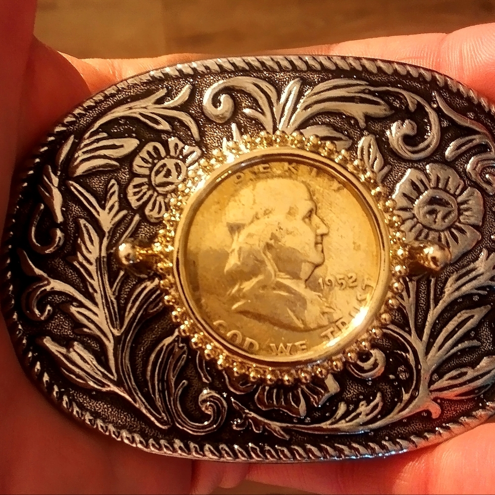 1952 Franklin dollar coin belt buckle
